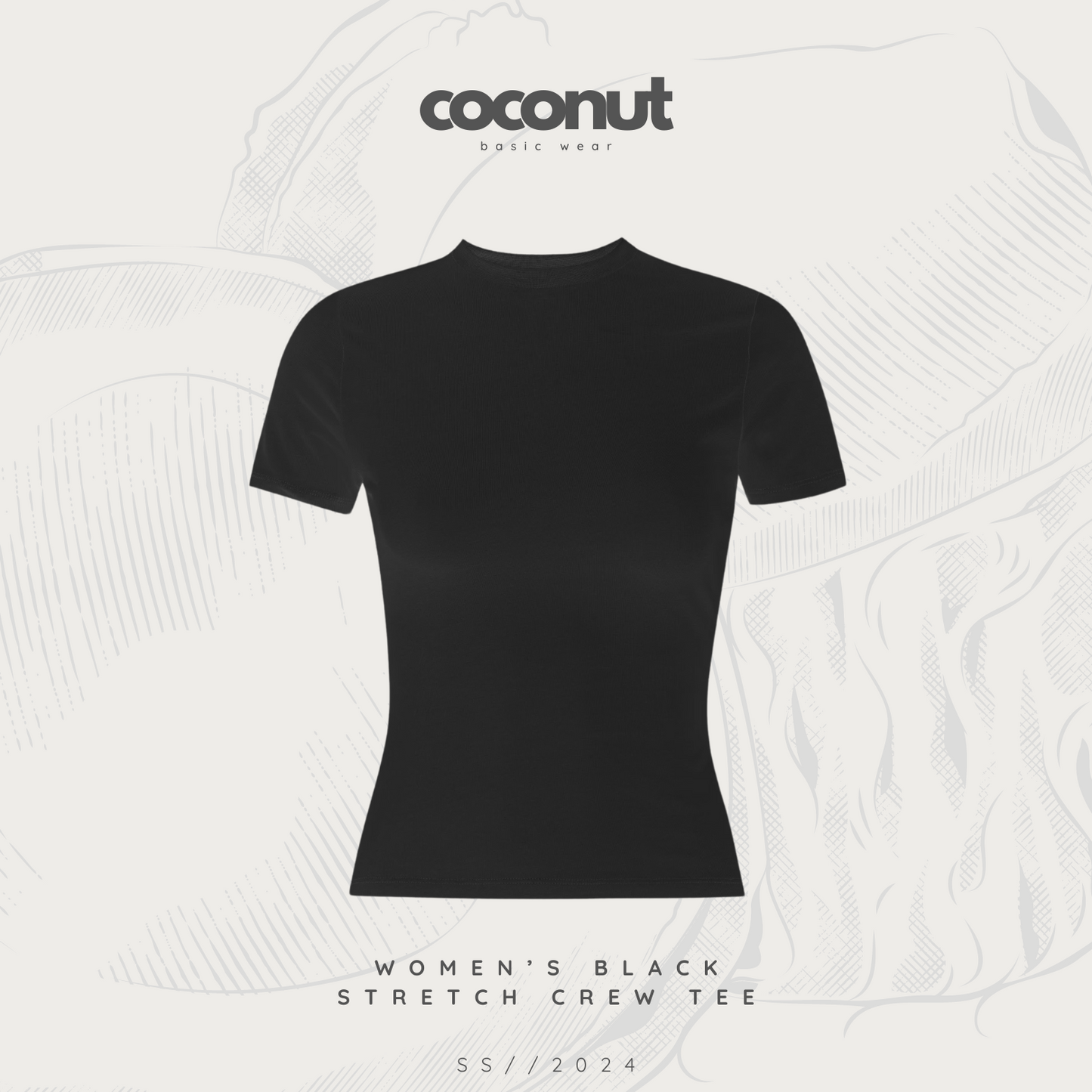 WOMEN’S BLACK STRETCH CREW TEE