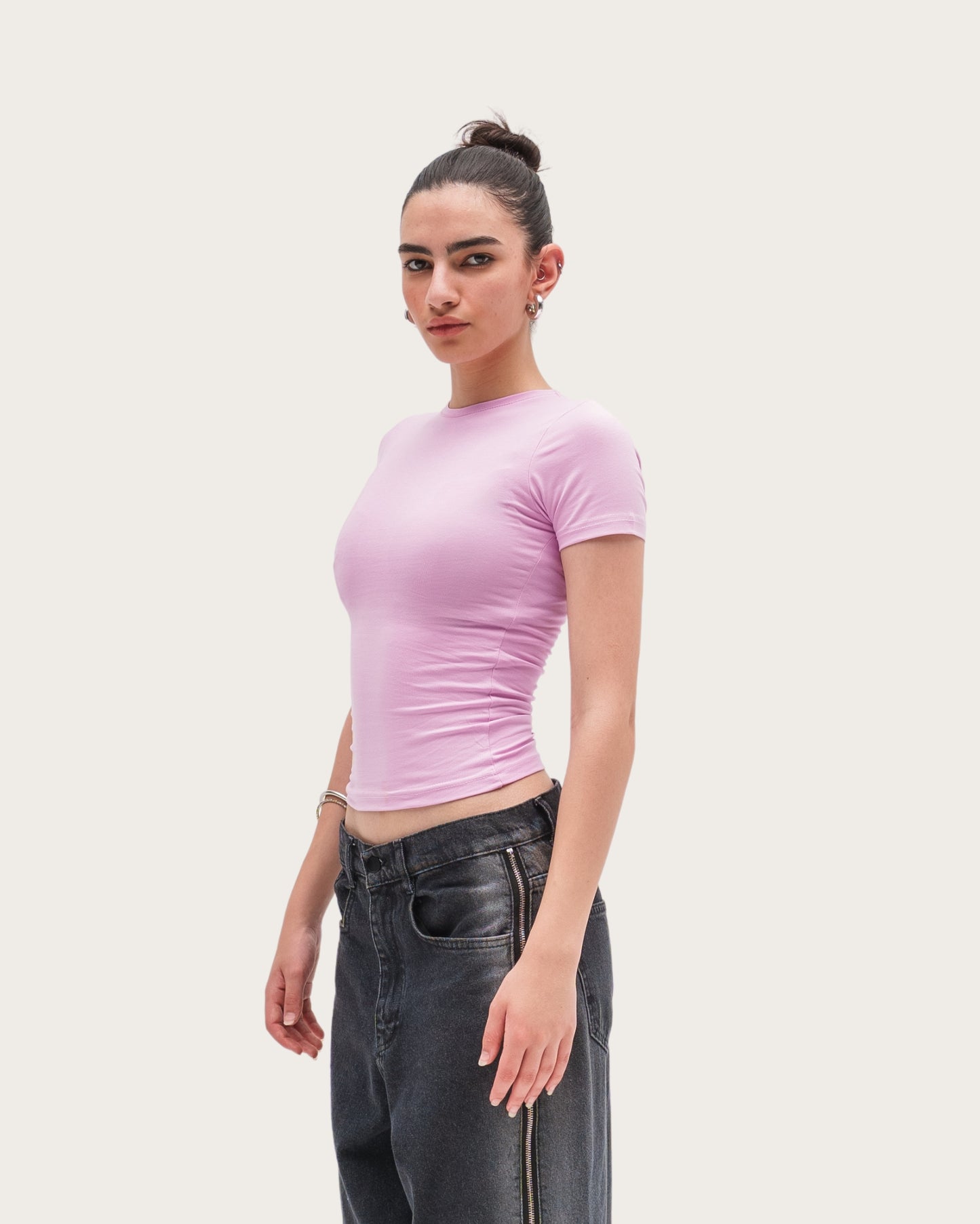 WOMEN’S PINK STRETCH CREW TEE