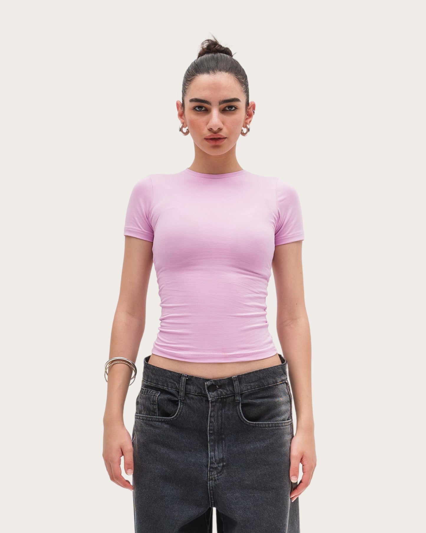 WOMEN’S PINK STRETCH CREW TEE